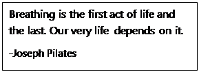 Text Box: Breathing is the first act of life and the last. Our very life depends on it.   -Joseph Pilates  